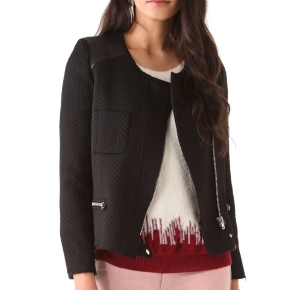 IRO phoebe moto jacket in black sz 1